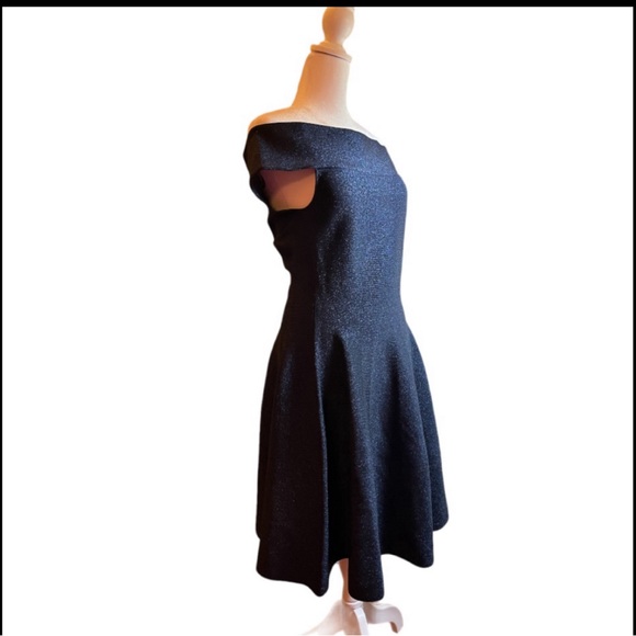 NWT Ted Baker Shelbiy Knitted Bardot Skater Dress. Navy Blue. Size 3 (US Size 6) - Picture 5 of 13